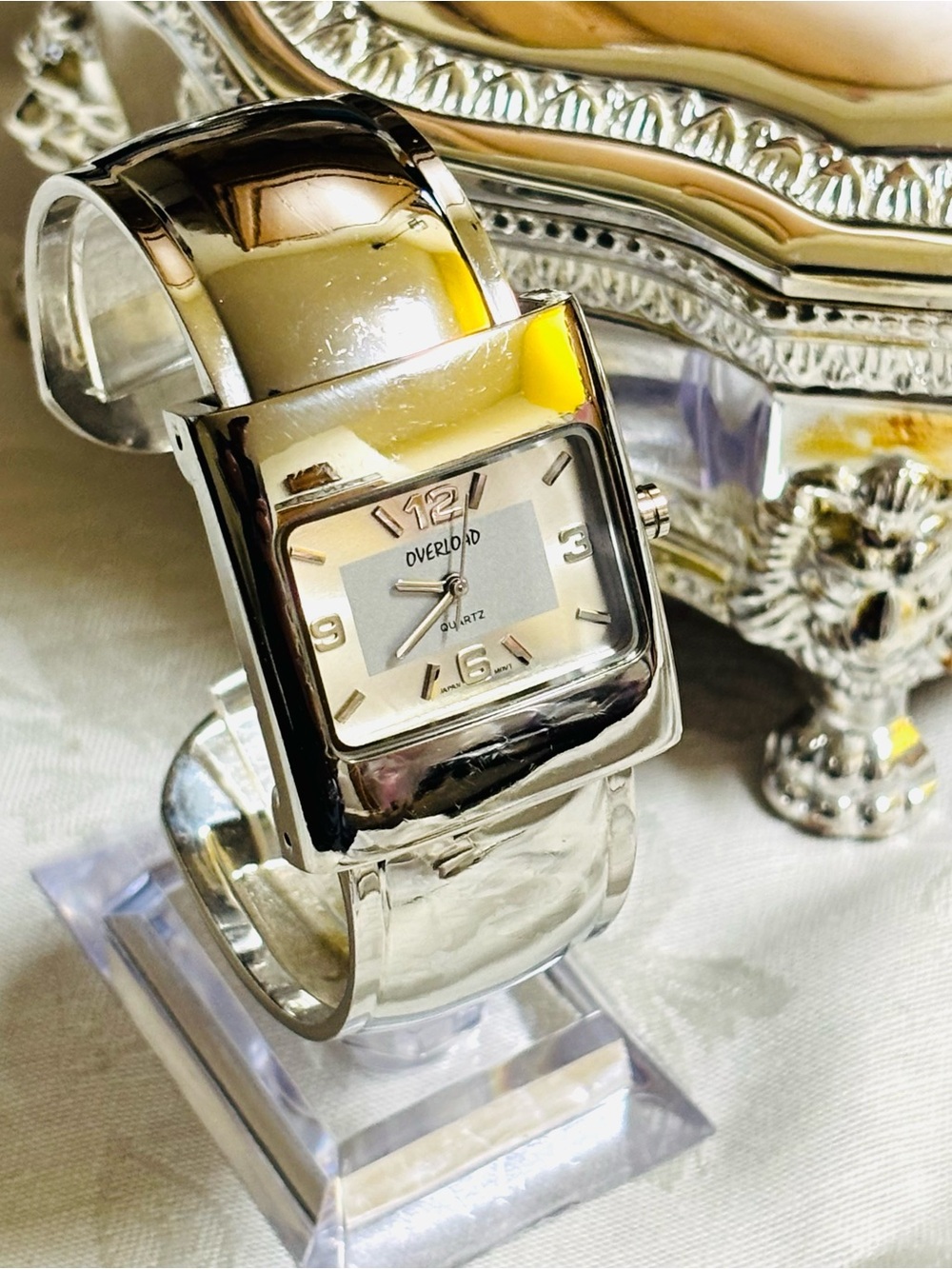 Silver Cuff Clamper Watch Bracelet